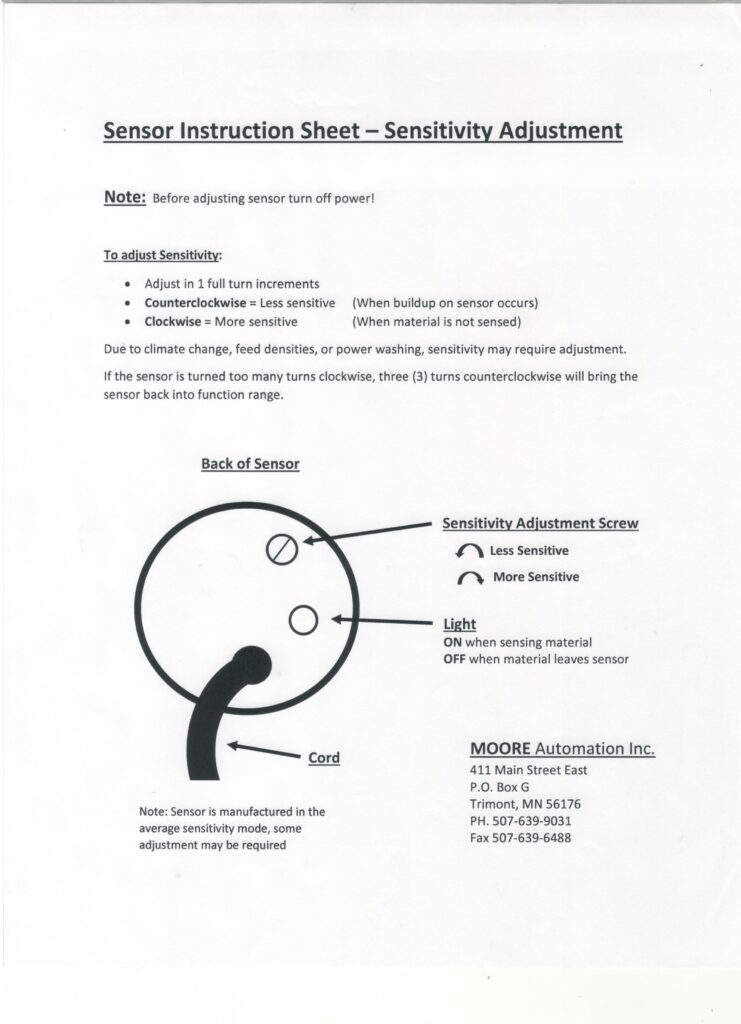 Jar Light Sensor Adjustment Diagram